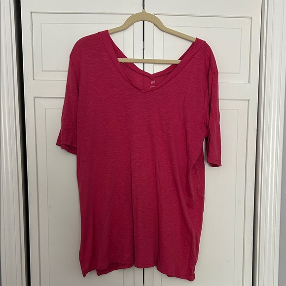 J. Jill Tops - J. Jill Fuchsia Short Sleeve V-Neck Tee size Large